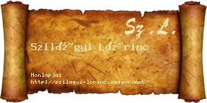 Szilágyi Lőrinc névjegykártya